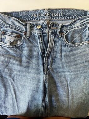American Eagle Outfitters Light Blue Wide-Leg Straight Jeans